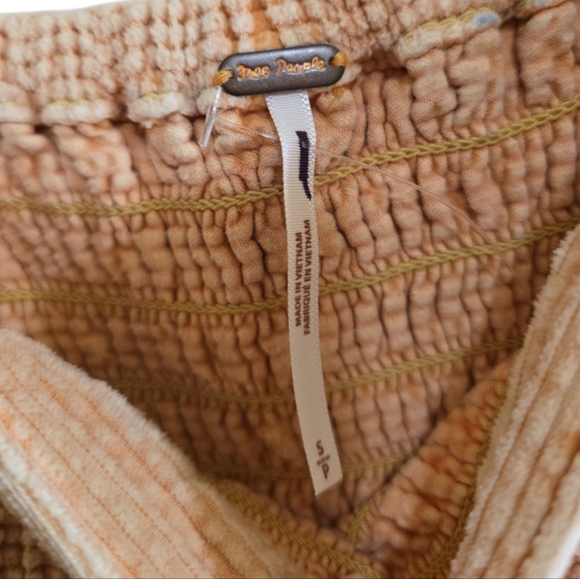 Free People Moon Flower Mini Dress Small Corduroy Puff Sleeve Smocked Bodice - Picture 8 of 11